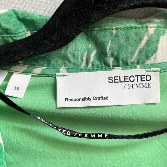 Selected Femme Long-Sleeve Marble-Print Midi Wrap Dress Sz 38/ 8 - Picture 7 of 12